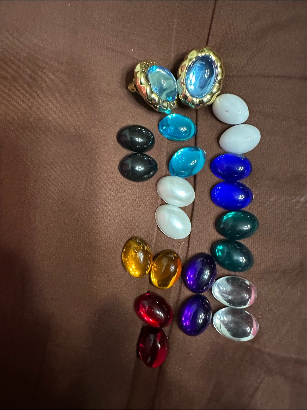 Gold Setting Glass magnetic Cabochon Clip-On Earrings